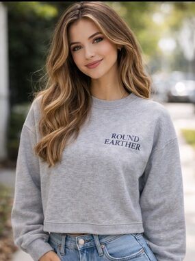 Reformation Grey Crewneck Sweatshirt Round Earther Small Organic Cotton